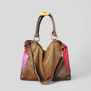 Figaro two-tone tan and pink faux leather convertible bag